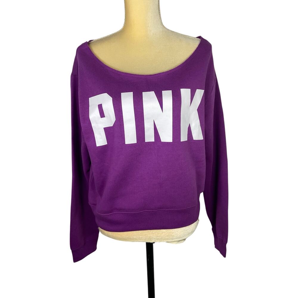 Victoria's Secret Pink Fleece Long Sleeves Women Sweatshirt Size Large Purple